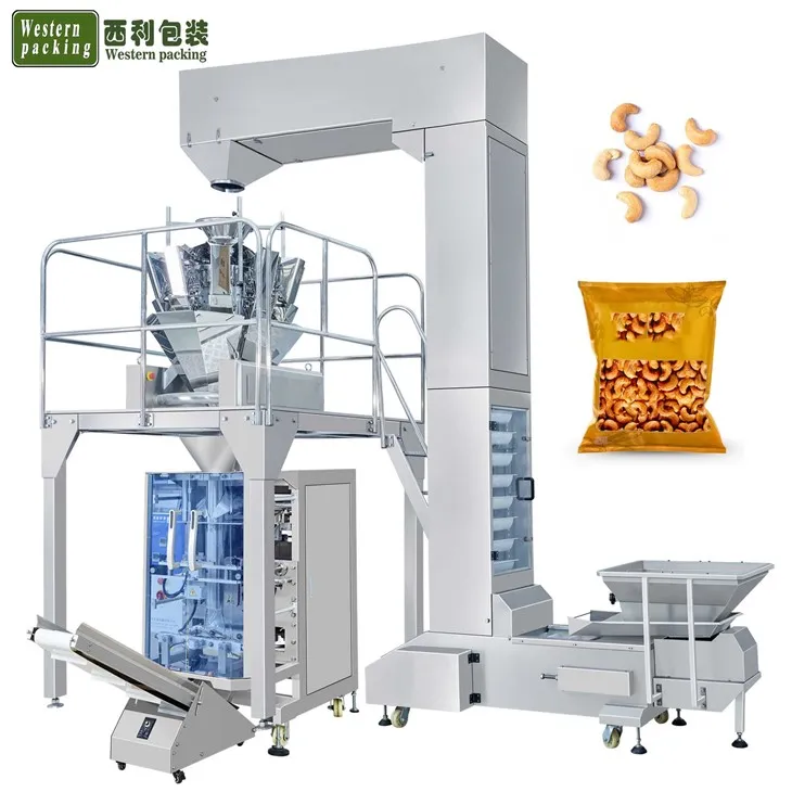 کاجو بھرنے والی پیکیجنگ مشین نائٹروجن بھر رہی ہے