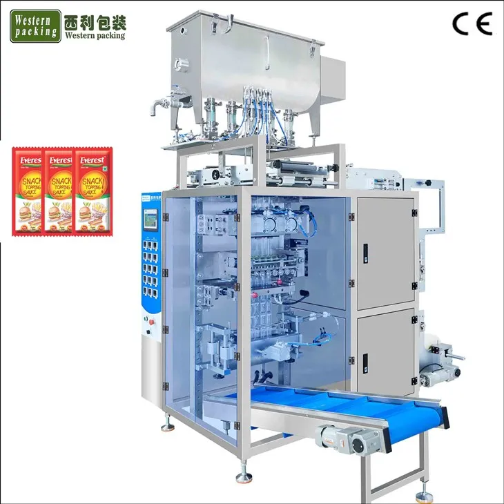 چٹنی مائع سچیٹ ملٹی ٹریک پیکنگ مشین